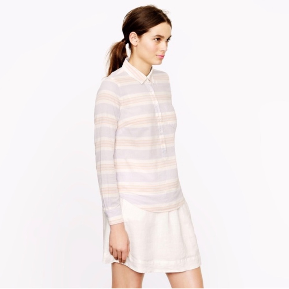 J.Crew Multi striped lavender/peach popover shirt 8